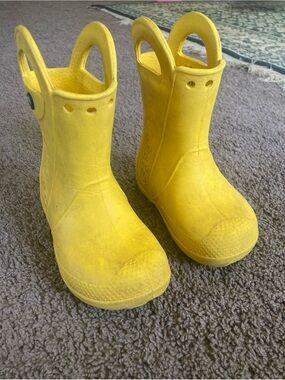 CROCS Kids Yellow Waterproof Pull-Handle Rain Boots